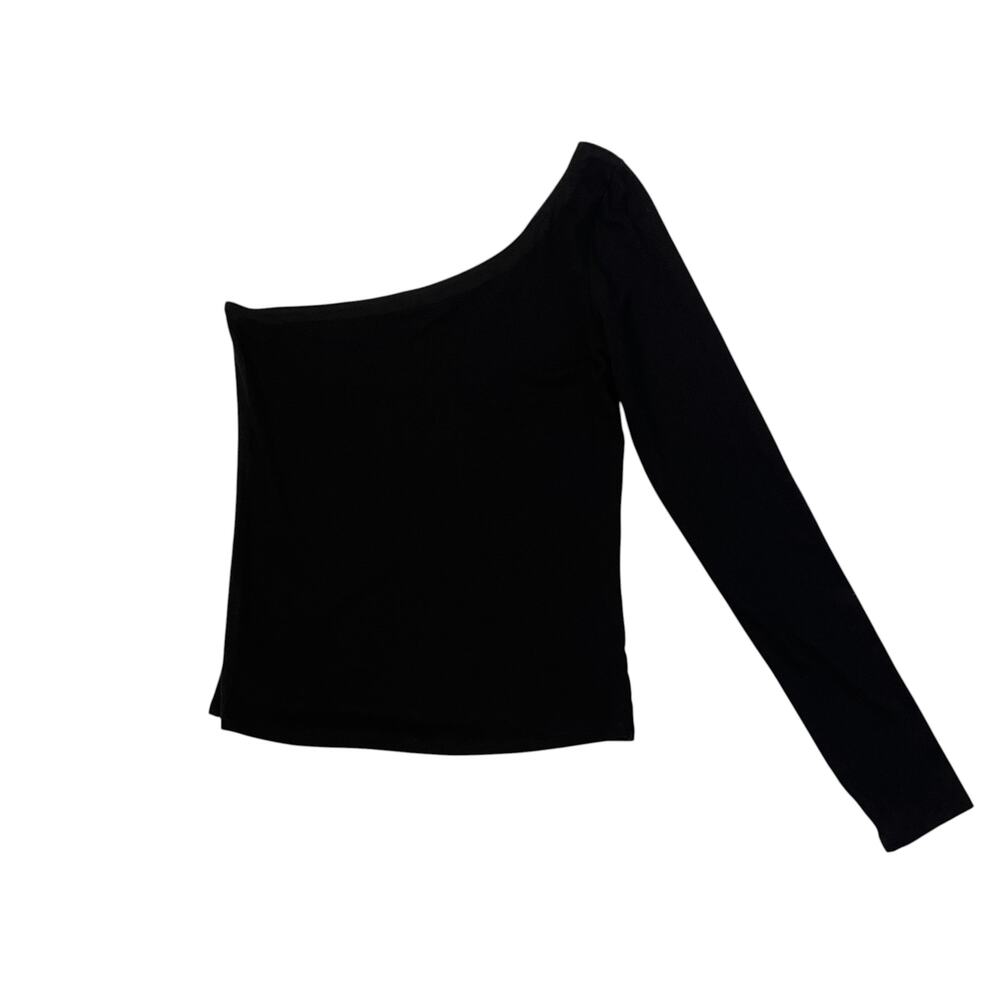 Reformation One-Shoulder Top - Black Knit - Long Sleeve - Size S